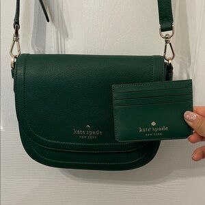 Kate Spade Forest Green Shoulder Bag and Cardholder